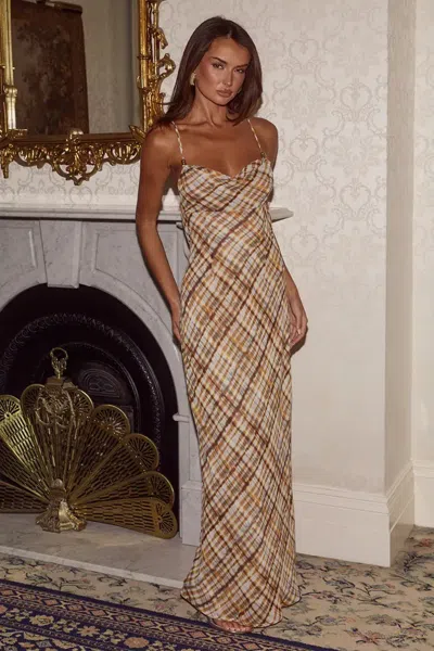 Seven Wonders Eve Cowl Cross Back Maxi Dress Vinnie Brown In Multi