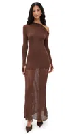 Seven Wonders Greta One Shoulder Knit Maxi Dress Chocolate In Brown