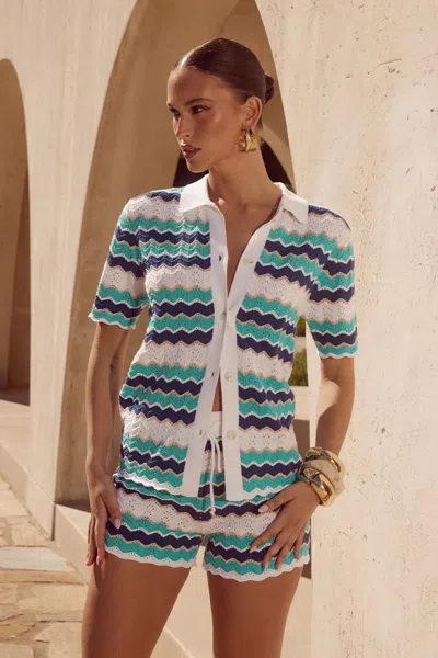 Seven Wonders Hubert Top Blue Multi