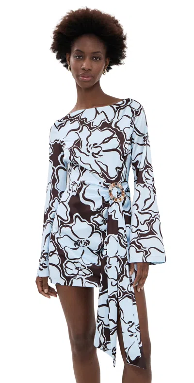 Seven Wonders Kaeli Mini Dress Zara Florals Chocolate & Blue In White