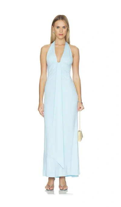 Seven Wonders Kaeli Tie Front Halter Maxi Dress In Blue