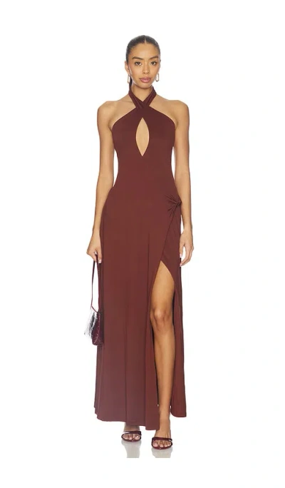 Seven Wonders Kamilla Keyhole Twist Maxi Dress In Brown