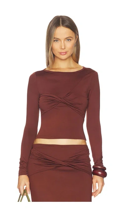Seven Wonders Kamilla Twist Long Sleeve Top In Brown