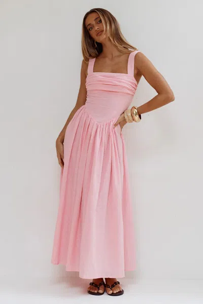 Seven Wonders Kiyo Square Neck Tie Midi Dress Pink In Multi