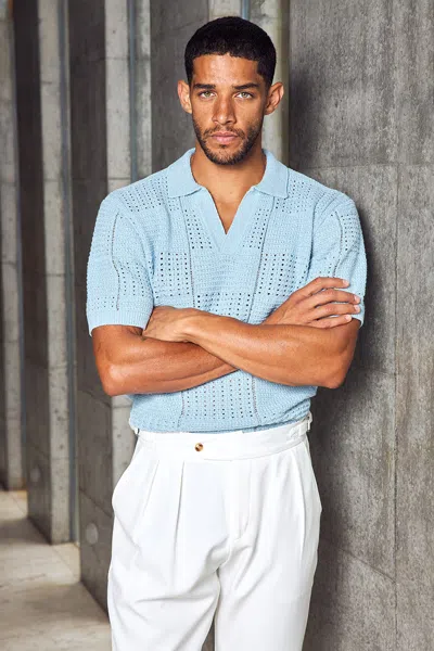 Seven Wonders Men Atlas Short Sleeve Polo Sky Blue
