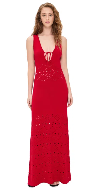 Seven Wonders Milah V-neck Knit Maxi Dress Red