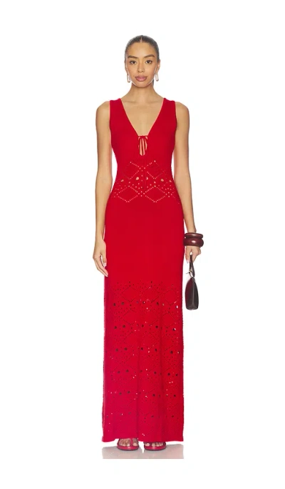 Seven Wonders Milah V-neck Knit Maxi Dress In Red