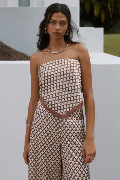 Seven Wonders Milani Scarf Top Chocolate Geo In Gray