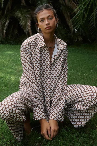 Seven Wonders Milani Shirt Chocolate Geo In Gray