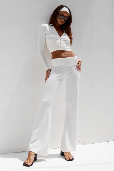Seven Wonders Monisha Foldover Flare Knit Pant Cream In White