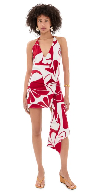 Seven Wonders Sahara Halter Mini Dress Sandy Red/white In Multi