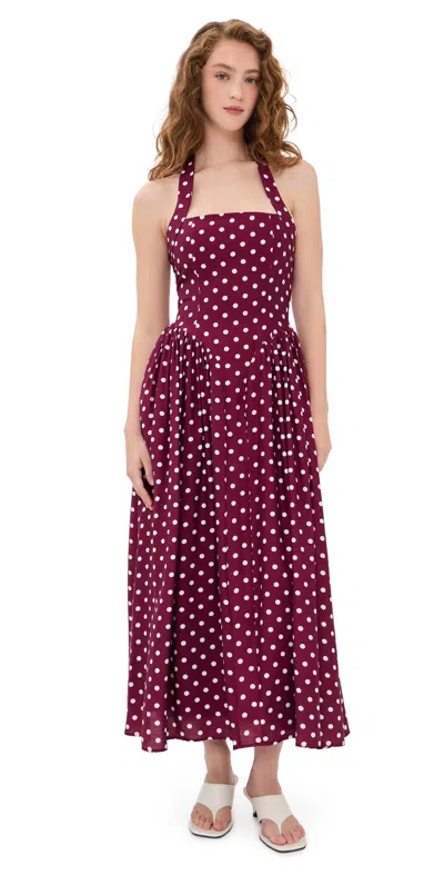Seven Wonders Sammi Midi Dress Wine/white Polka In Burgundy