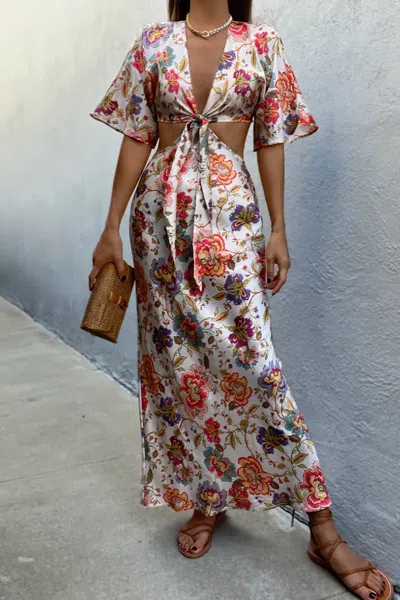 Seven Wonders Shanelle Midi Dress Fleur Floral In White