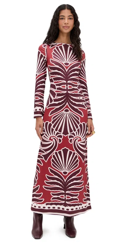 Seven Wonders Sienna Sleeved Maxi Dress Brodie Red In Multi