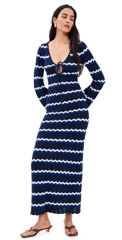 Seven Wonders Sofia Knit Maxi Dress Navy/white In Blue
