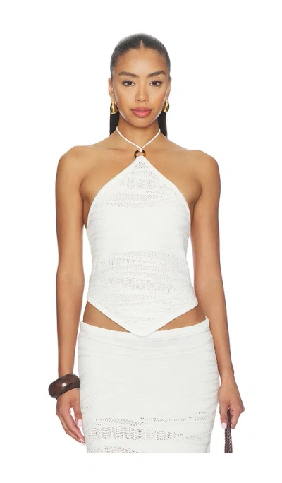Seven Wonders Wrenley Halter Tie Knit Top In White