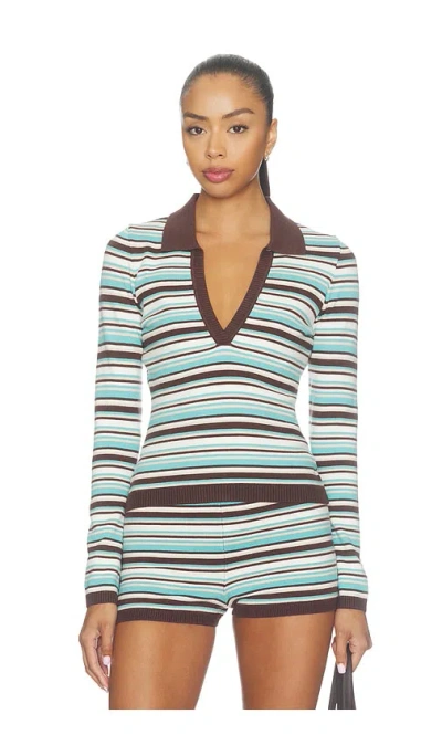 Seven Wonders Xyla Collared Long Sleeve Knit Top In Green