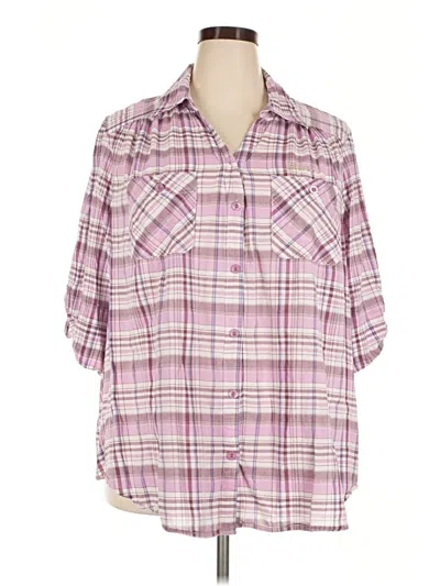 Pre-owned Seven7 3/4 Sleeve Button Down Shirt In Purple