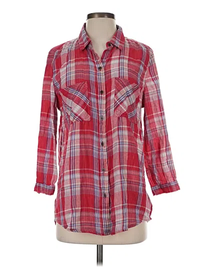 Pre-owned Seven7 3/4 Sleeve Button Down Shirt In Red