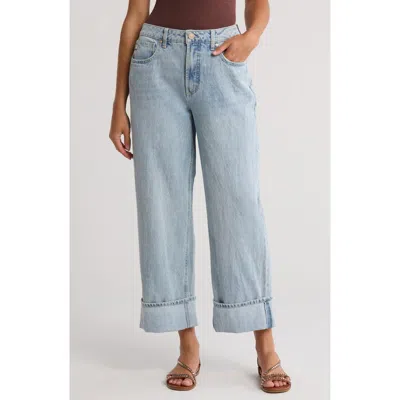 Seven7 Cuffed High Waist Baggy Jeans In Pink