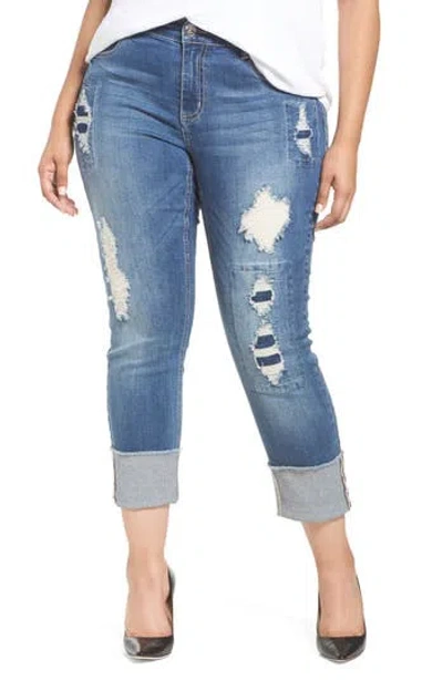 Seven7 Distressed Slim Raw Hem Cuffed Jeans