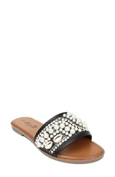 Seven7 Embellished Slide Sandal In Black
