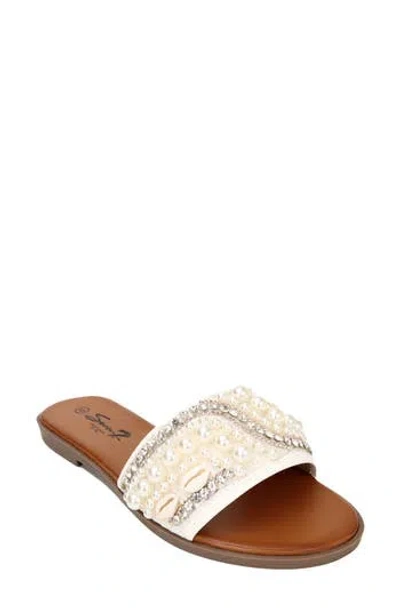 Seven7 Embellished Slide Sandal In Neutral