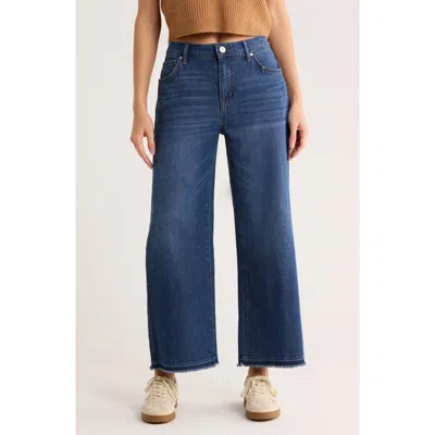 Seven7 Featherweight Release Hem Crop Wide Leg Jeans In Blue