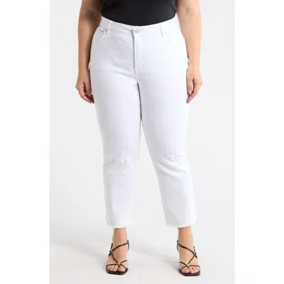 Seven7 Frayed Ankle Straight Leg Jeans In White