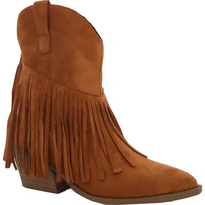 Seven7 Fringe Western Bootie In Brown