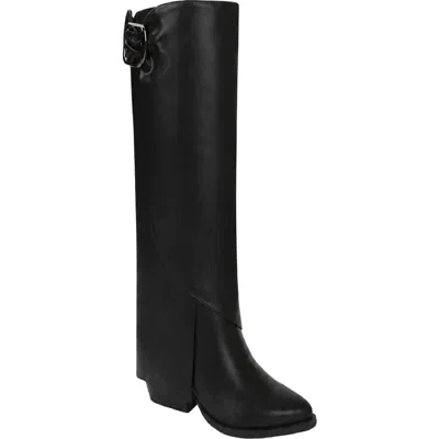 Seven7 Gabriel Foldover Tall Faux Leather Boot In Black