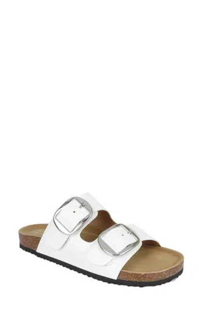 Seven7 Griffin Faux Leather Double Strap Slide Sandal In White