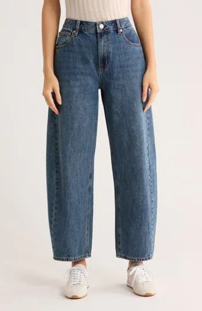 Seven7 Gusset High Waist Ankle Barrel Jeans In Blue