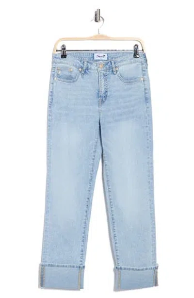 Seven7 High Waist Cuffed Hem Jeans In Blue