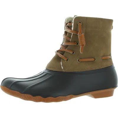 Seven7 Hollis Womens Faux Fur Lined Water Resistant Rain Boots In Green