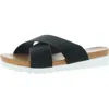 Seven7 Jade Womens Faux Leather Flat Slide Sandals In Black