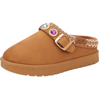 Seven7 Kids' Denver Gem Buckle Faux Suede Clog In Brown