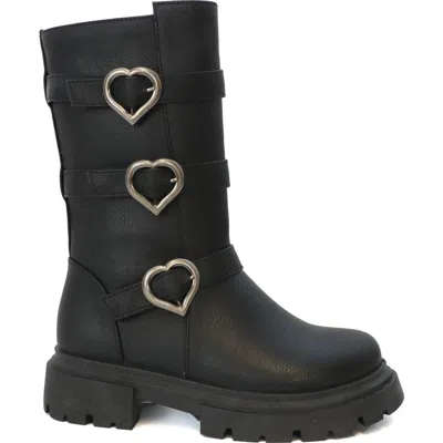 Seven7 Kids' Heart Buckle Faux Leather Boot In Black