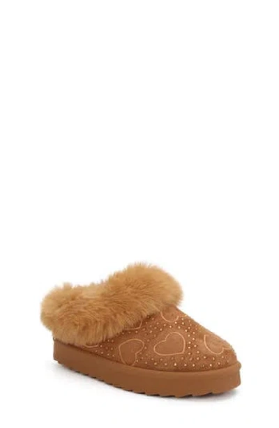 Seven7 Kids' Stone Fuzzy Faux Fur Slipper In Orange