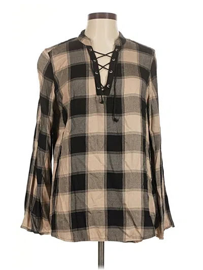 Seven7 Long Sleeve Blouse In Brown