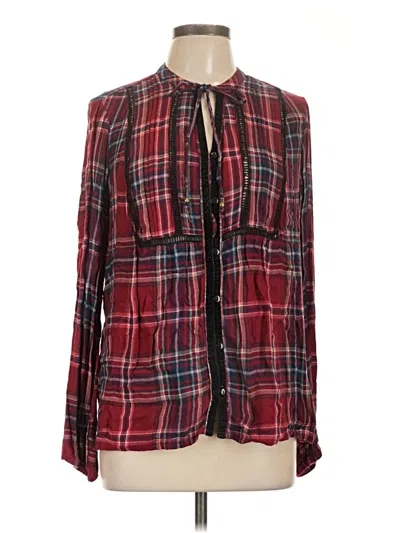 Pre-owned Seven7 Long Sleeve Blouse In Burgundy
