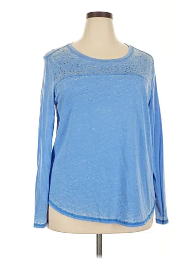Pre-owned Seven7 Long Sleeve Top Blue Crew Neck Tops