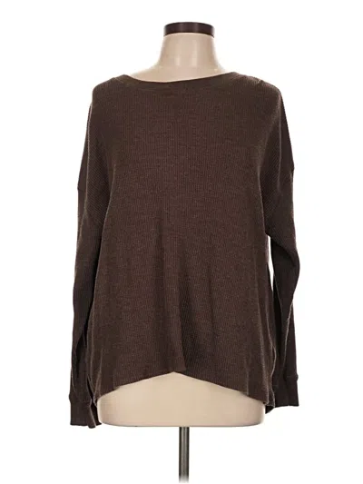 Pre-owned Seven7 Long Sleeve Top Brown Boatneck Tops