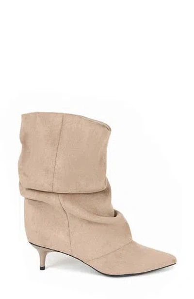 Seven7 Marlene Slouchy Faux Suede Kitten Heel Bootie In Brown