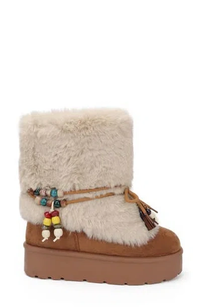 Seven7 Owen Tassel Foldover Faux Suede Boot In Brown
