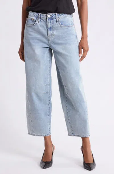 Seven7 Pieced Dart High Waist Barrel Leg Jeans In Blue