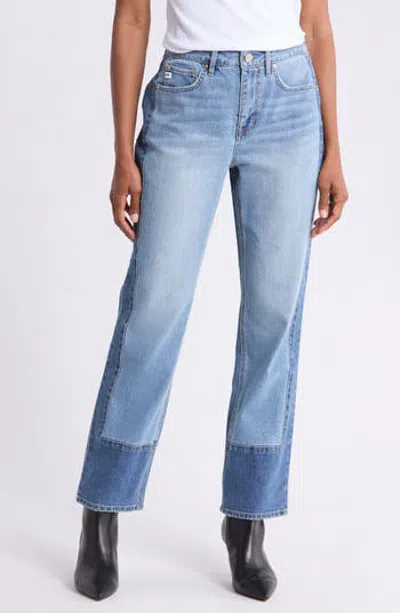 Seven7 Pieced High Waist Straight Leg Jeans In Desert Dust