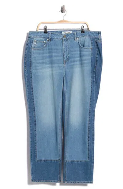Seven7 Pieced High Waist Straight Leg Jeans In Desert Dust