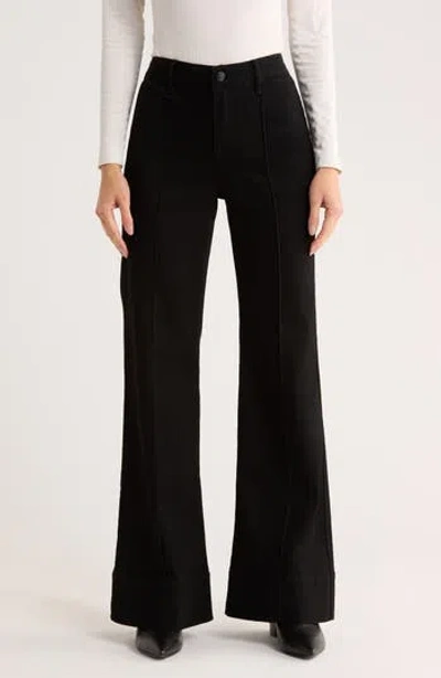 Seven7 Pintuck Wide Leg Jeans In Black