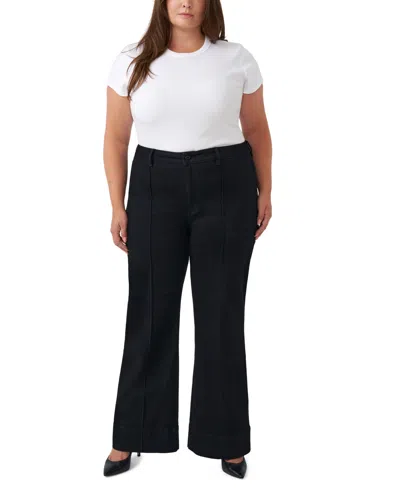 Seven7 Plus Size High-waisted Wide-leg Pintuck Jeans In Black